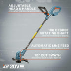 SENIX X2 20 Volt Max* Cordless Grass String Trimmer and Edger Lawn Tool, Detachable Split Shaft, 10-Inch Max Cutting Width, Includes 2.0 Ah Battery and 2A Charger (GTX2-L)