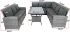 5 Pieces Outdoor Rattan Patio Furniture Sectional, Seater Conversation Set with 3 Storage Under Seat Wicker + Dark Cushion for Backyard, Deck, Poolside, Zl-Grey