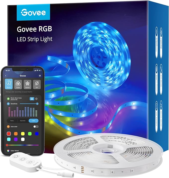 Govee Smart LED Strip Lights, 16.4ft WiFi LED Strip Lighting Work with Alexa and Google Assistant, 16 Million Colors with App Control and Music Sync LED Lights for Bedroom, Home Decor
