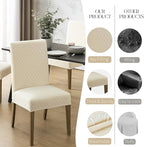 MOSAYT 100% Waterproof Dining Room Chair Covers Set of 2, Super Fit Stretch Jacquard Parson Chairs Slipcovers Removable Washable Chair Seat Protectors for Home, Kitchen, Banquet (Beige)