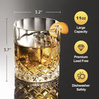 Whiskey Glasses Set of 6, 11 oz Old Fashioned Rocks Glasses | Dishwasher-safe 11 oz rocks glasses for whiskey, bourbon, scotch, rum, cocktails and gifting