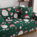 Mybedsoul Christmas Sofa Cover Santa Claus Printed Sofa Couch Cover Washable Furniture Protector with Elastic Bottom Xmas Home Room Festival Decoration(2 Seater/Loveseat)