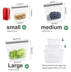 Silicone Reusable Food Storage Bags 6 Pack,Reusable Freezer Bags,Stand Up Wide-Mouth Zipper Container,Food Storage Bag Easy-Clean Sandwich,Microwave & Dishwasher,Eco Friendly(17oz,35oz,70oz)