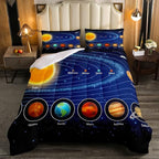 Solar System Comforter Set Twin Galaxy Bedding Set Outer Space Down Comforter Kids Boys Girls Starry Sky Universe Planets Duvet Set Room Decor Super Soft Astronomy Quilt Duvet Insert, Blue