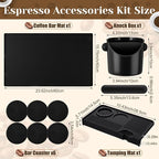 9 Pcs Espresso Knock Box Kit 23.6" x 15.8" Large Silicone Coffee Mat Espresso Tamping Mat with Coffee Station Organizer Removable Rod Coasters Under Machine Accessories Set for Home Barista