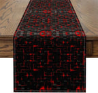 Feelyou Red and Black Table Runner 120x13 Inch Light Geometric Decorations Indoor Outdoor Party Supply Home Kitchen Dining Decor Dresser Scarfs Modern Style Home Decor for Living Room