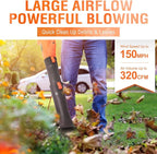 Cordless Leaf Blower - 21V Electric Yard Blower 350CFM 150MPH with 4.0Ah Battery & Charger, 6-Speed Adjustable for Lawn Care, Snow Blowing, Debris & Dust
