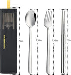DEVICO Travel Utensils with Case, 4Pcs Korean Chopsticks Fork and Spoon Set | 18/8 Stainless Steel Portable Cutlery Set, Reusable Silverware for Lunch Box/Camping/Work/School, Dishwasher Safe, Black