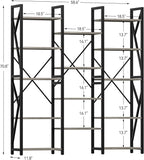 IDEALHOUSE Triple Wide 5 Tier Book Shelf, Tall Bookshelf with Open Display Shelves, Industrial Large Bookshelves and Bookcases with Metal Frame for Living Room, Bedroom, Home Office-Grey