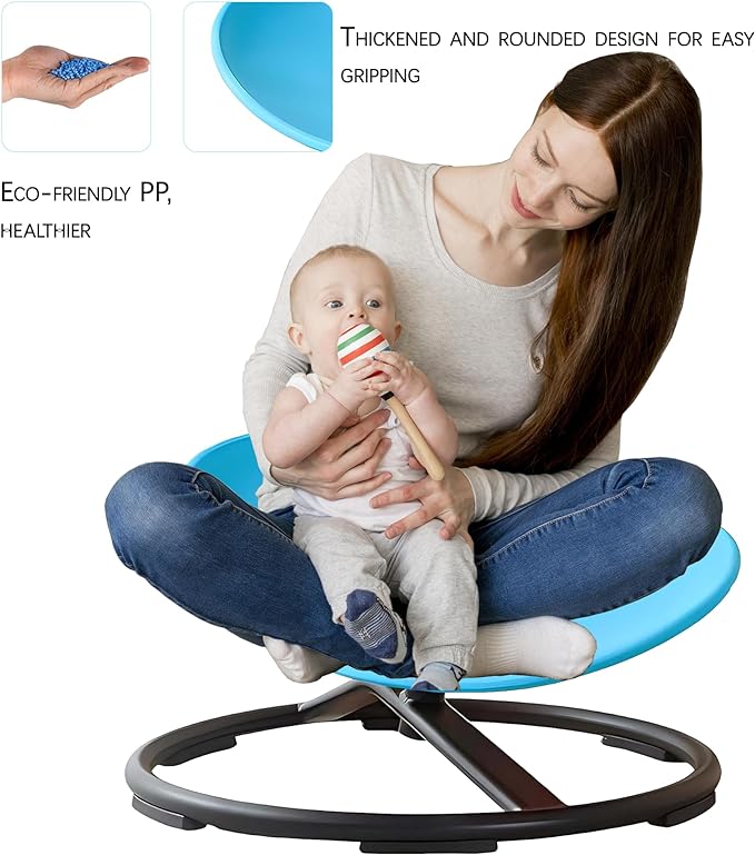 Autism Kids Swivel Chair,Sensory Spinning Chair for Kids,Toddler Spinner seat Carousel Spin Sensory Chair for Kids,Training Body Coordination,Metal Base Non Slip Safer (Orange)