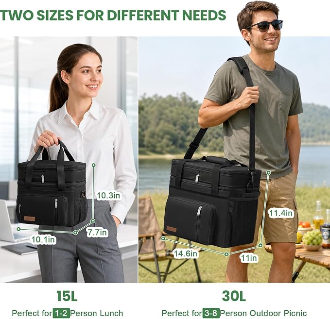 MIYCOO Cooler Bag with Expandable Double Deck, 60 Can Leakproof Cooler | Insulated Portable Soft Lunch Cooler, Extra Large Ice Chest Cooler for Beach, Picnic, Camping, Shopping