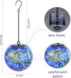 VCUTEKA Solar Hanging Lanterns Outdoor Decoration, Glass Solar Lights with Hook Up, Solar Garden Gazing Ball Light for Yard, Tree and Patio Decor, Blue