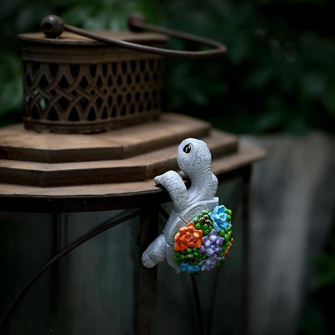 Cute Climbing Turtle Flowerpot Hug Statue, Resin Hanging Turtle Statue Flowerpot, Home Decoration, Garden Fence, Balcony, Patio, Lawn, Courtyard Ornaments
