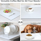 ZLR Coffee Bar Mat for Keurig & Nespresso, 12"x16" Small, Milk White | Absorbent Dish Drying Mat, Stain-Hiding PU Leather Top, Non-Slip Rubber Back, Heat-Resistant, Fits Frother & Pour-Over