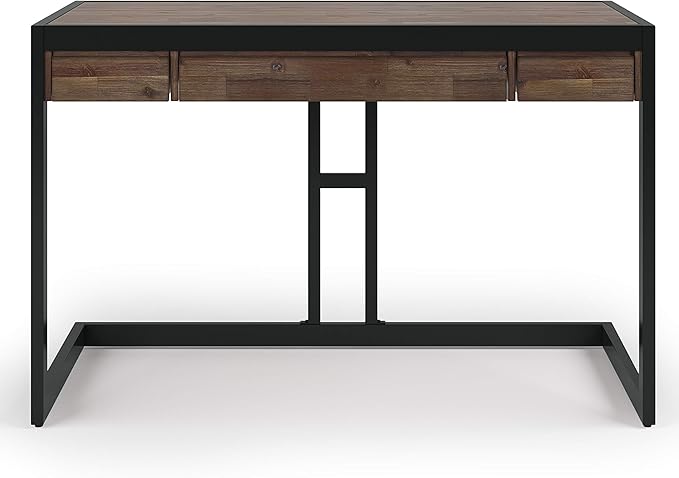 SIMPLIHOME Erina SOLID WOOD and Metal Modern Industrial 48 inch Wide Home Office Desk, Writing Table, Workstation, Study Table Furniture in Rustic Natural Aged Brown with 2 Drawers