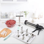 2.5LB Jerky Gun Kits, Stainless Steel Jerky Maker, Beef Stick Gun | Meat Injector For Beef Jerky Venison Snack Sticks Sausage Stuffer Jerky Shooter Cannon For Smoker Dehydrator Keto Hunter
