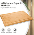 Hiware Extra Large 18" x 12" Bamboo Cutting Board for Kitchen, Heavy Duty Wood Cutting Board with Juice Groove, 100% Organic Bamboo, Pre Oiled