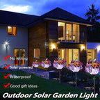 Outdoor Solar Lights 2 Pack, Solar Garden Lights with 18 Butterflies Decoration Outdoor Lamps, Waterproof Butterfly Flower Lights for Patio Yard Lawn Garden Decor, Gifts for Mom Women