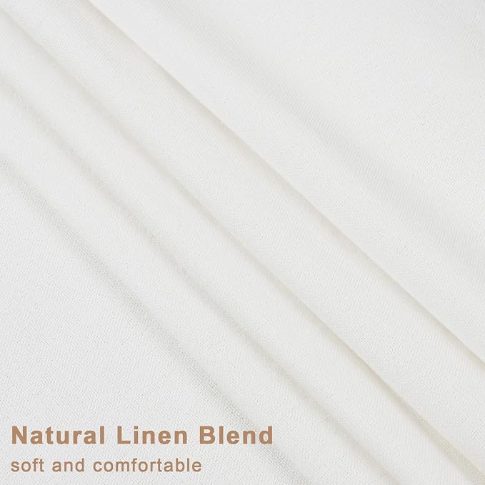 Likiyol Linen Valances for Windows Farmhouse Ruffle Valance Rustic Country Window Valances Light Filtering Kitchen Curtains Rod Pocket Valance Curtains for Bathroom Cafe, Linen White, 52" W X 18" L