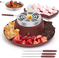 2 in 1 Smores Maker Tabletop Indoor Fondue Set, Smores Maker Tabletop Indoor Kit with Removable Trays & 4 Skewers Unique Couple Gift Set Idea, Parties, Date & Movie Night Supplies,Coffee Color