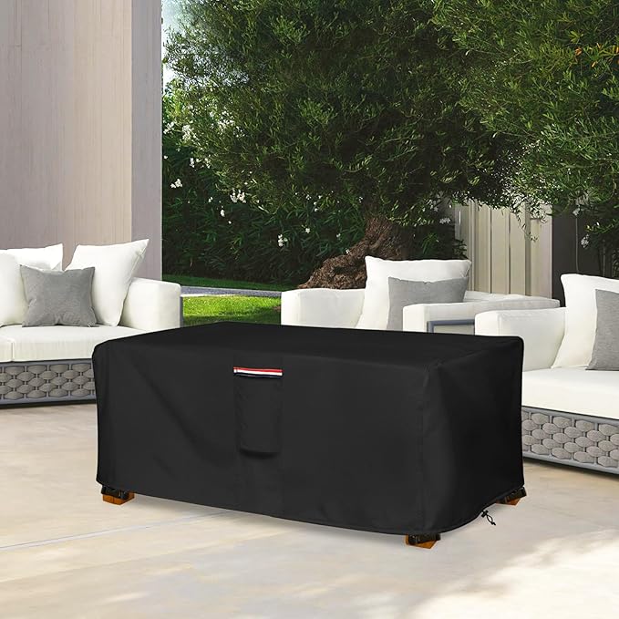 Outdoor Coffee Table Cover,Waterproof Rectangular Patio Small Side Table Cover,48 x 28 x 16 inch, Outdoor Table Covers Waterproof Rectangle,Black