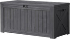 Devoko 120 Gallon Deck Box Resin Outdoor Storage Box Waterproof for Patio, Large Outdoor Storage Bench Lockable for Outside (Grey)