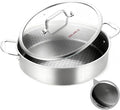 DELARLO Saute Pan 8QT, Frying Pan Nonstick with Lid, Tri-ply Stainless Steel Skillet, Large Braiser Induction, Everyday Pans, Heavy Duty Style, Compatible with All Cooktops Up to 660℉
