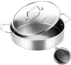 DELARLO Saute Pan 8QT, Frying Pan Nonstick with Lid, Tri-ply Stainless Steel Skillet, Large Braiser Induction, Everyday Pans, Heavy Duty Style, Compatible with All Cooktops Up to 660℉