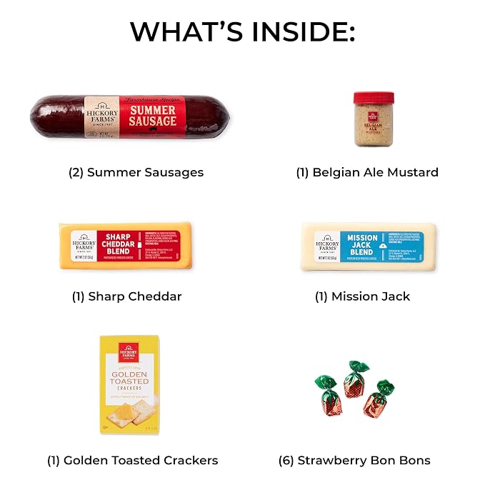 Hickory Farms Farmhouse Meat & Cheese Food Gift Basket (Small) - Box Set | Charcuterie Board Food | Summer Sausage | Father's Day | Mother's Day | Easter | Christmas | Holiday | Housewarming | Gourmet | Sympathy | Care Package