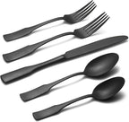 Alata Kate Black Tumbled 20-Piece Silverware Set,Service for 4,Stainless Steel Flatware Set,Tumbled Cutlery Set,Dishwasher Safe