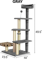 Furhaven 49.5" Tall Cat Tree for Indoor Cats, Ft. Sisal Scratching Posts, Plush Ball Toy, & Busy Box Toy - Tiger Tough Play Stairs Interactive Playground Tower - Gray, One Size
