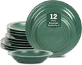 Stone Lain Orbit 12-Piece Dinnerware Set Stoneware, Plates and Bowls Set, Pasta Bowls, Microwave and Dishwasher Safe, Dish Set for 4, Green