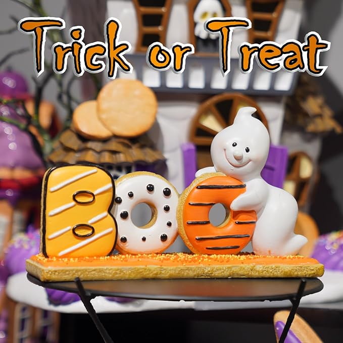 Newman House Studio Halloween Decorations Boo Collectible Figurines - Halloween Decor Indoor Cute Boo Ghost Sculptures Sign for Trick or Treat Theme Party Tabletop Farmhouse Decor 7.75 x 2 x 4.5 inch