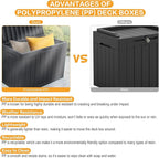 Modern-Depo 45 Gallon Waterproof Storage Deck Box Patio Furniture Organization Container with Lockable Lid, PP Outdoor Side Table for Garden, Yard, Poolside, Black