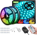 Lepro 65.6ft LED Strip Lights, Ultra-Long RGB 5050 LED Strips with Remote Controller and Fixing Clips, Color Changing Tape Light with 12V ETL Listed Adapter for Bedroom, Room, Kitchen, Bar(32.8FTX 2)