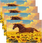 Feelyou Horse Placemats Set of 4 18"x12" Galloping Horse Table Place Mats Decor Sunflower Placemat for Kitchen Dining Table Women Men Cute Animal Decor Indoor Outdoor Decor Table Mats