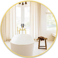 Fabuday Large Round Mirror for Wall 36 Inch Gold - Huge Circle Mirror Bathroom, Living Room, Bedroom, Hallyway, Matte Frame Metal Mirrors