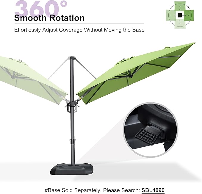 PURPLE LEAF 8 Feet Patio Umbrella Outdoor Cantilever Square Umbrella Aluminum Offset Umbrella with 360-degree Rotation for Garden Deck Pool Patio Apple Green