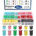 Eoppen 36Pcs Jcase Fuse Car Fuses Assortment Kit Automotive Tall/Standard and Low Profile Jcase Box Shaped Automotive Fuses for