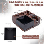 IKAPE V5 Espresso Knock Box, Espresso Coffee Organizer Box Fit for Storage 51, 54, 58MM Espresso Tamper, Distributor, Portafilter & Puck Screen Accessories, Natural Walnut Station Base(9 IN One)