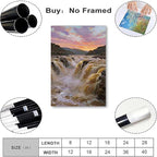 The surging waterfall scenery in the canyon is suitable for posting in the living room bedroom and office landscape posters