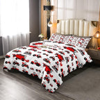 Erosebridal Red Tractor Comforter Set Queen Size Heavy Equipment Truck Down Comforter Kids Boys Girls Teens Harvester Tractor Bedding Set Construction Excavator Farm Equipment Quilt Set