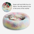 WESTERN HOME WH Calming Dog & Cat Donut Cuddler, Anti-Anxiety Warming Cozy Soft Round Bed, Fluffy Faux Fur Plush Cushion for Small Medium Dogs and Cats (20"/24"/27"/30")