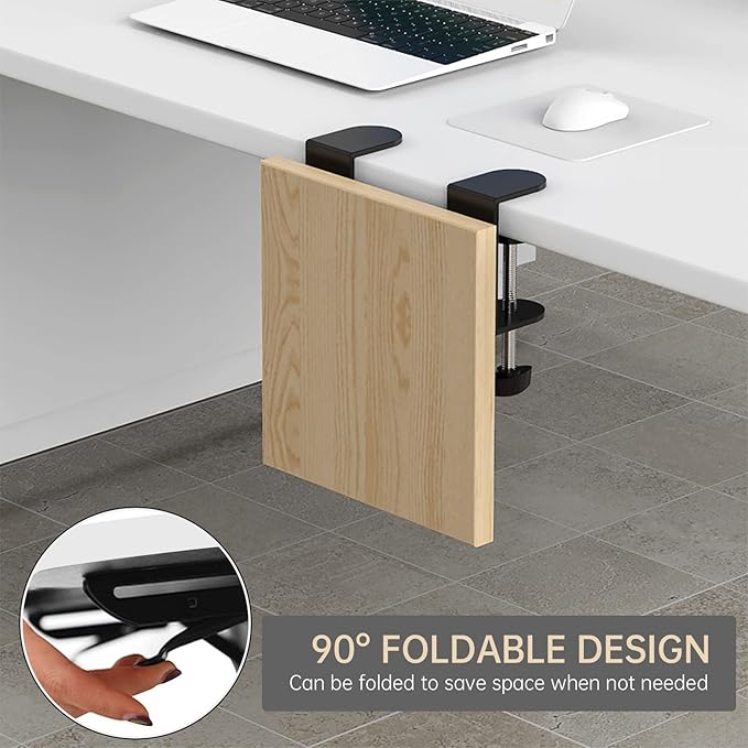 Ergonomics Desk Extender Tray, 9.5"x9.1" Punch-Free Clamp on, Foldable Keyboard Drawer Tray, Table Mount Arm Wrist Rest Shelf, Computer Elbow Arm Support