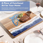 shark Ocean Charcuterie board: Resin Cutting Board with Unique Blue shark Pattern, Decorative cutting board for Fruit, Vegetable, Cheese and meat, Kitchen, Gift