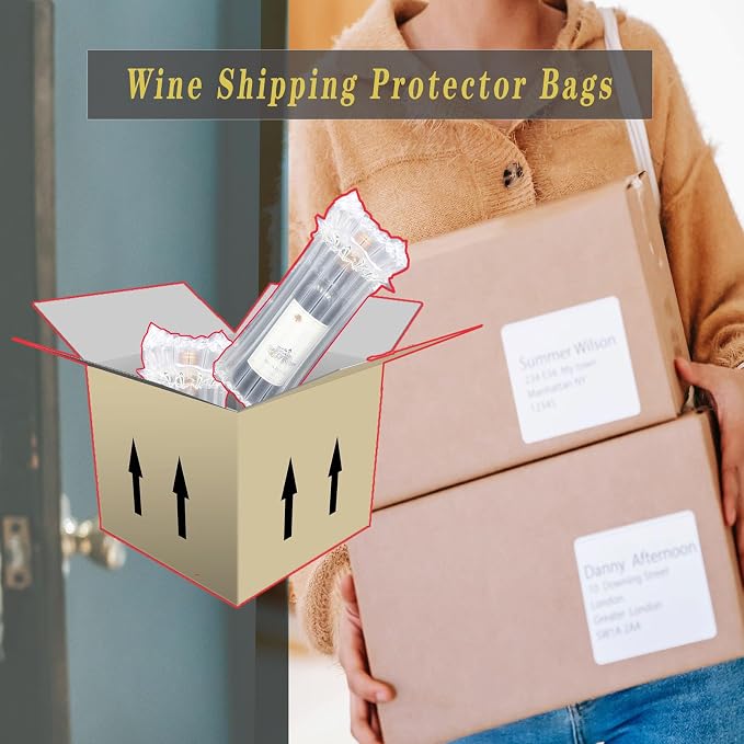 STAYWILD 31 Packs Wine Bottle Travel Protector & Inflatable Bags Airplane | Air Column Bubble Cushion Wrap Pouches for Shipping Packing Transport