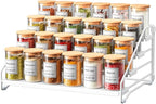RCHYFEED Spice Rack Organizer for Cabinet, 4 Tier Spice Organization for Cabinet Depth Adjustable,Tierd Spice Rack Seasoning Organizer for Kitchen Countertop Pantry, Metal(1 Pack)