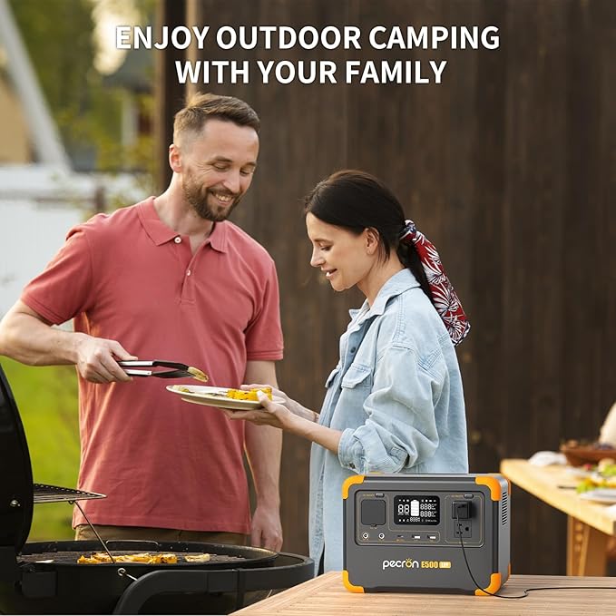 Pecron E500LFP Portable Power Station, 576Wh LiFePO4 Battery, 600W AC Outlets Solar Generator, Fast Charging Power Station for Home Use, RV, Camping, CPAP, Emergencies