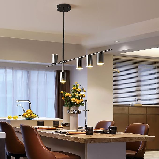 Siittoo 39" Modern LED Pendant Light, Dimmable Black Kitchen Island Light | 35W Adjustable LED Pendant with Remote, 3000K-6000K Dimming for Kitchen Island, Dining Room & Office