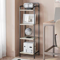 Bookcase Bookshelf, Narrow Book Shelf, Industrial Coner Shelf Storage Organizer, Slim Shelving Unit for Home Office, Living Room, Bedroom, Kitchen, 4-Tier Greige BC24405B